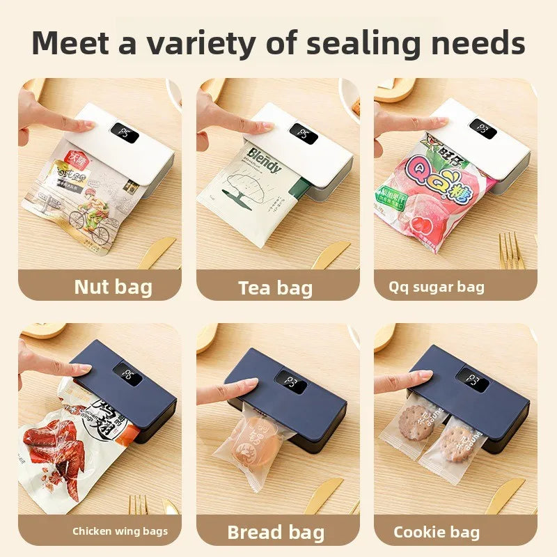 2 in 1 Mini Bag Sealer Rechargeable Bag Sealer Heat Seal with Cutter and Magnet Bag Resealer Machine for Plastic Bags Snack Bags