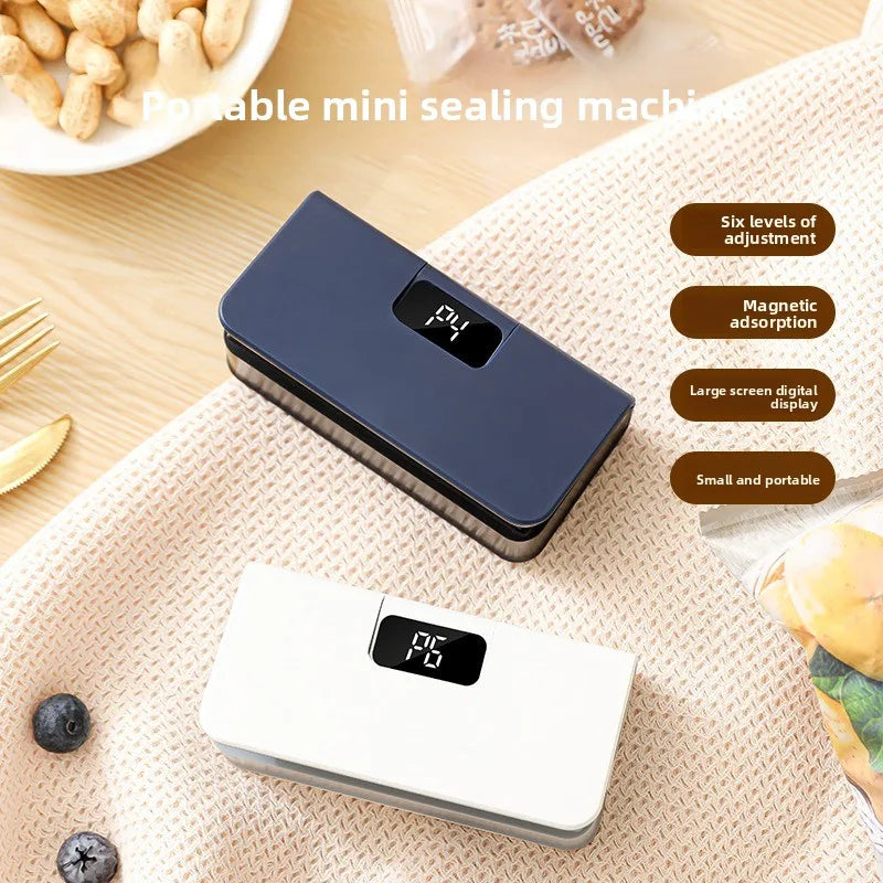 2 in 1 Mini Bag Sealer Rechargeable Bag Sealer Heat Seal with Cutter and Magnet Bag Resealer Machine for Plastic Bags Snack Bags