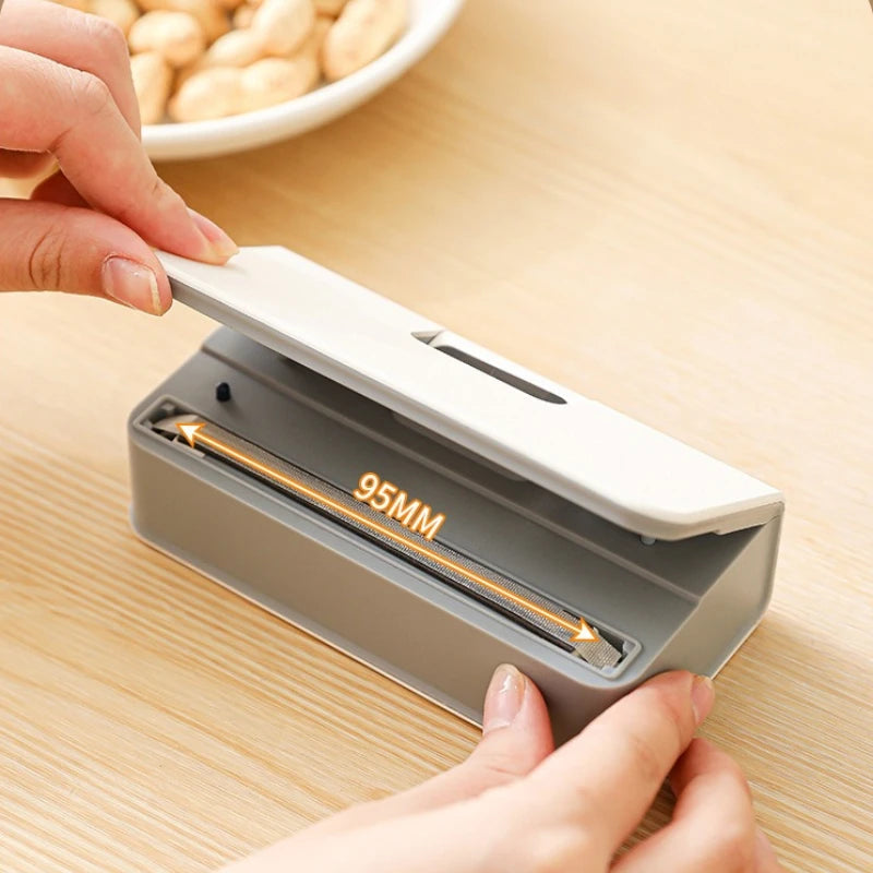 2 in 1 Mini Bag Sealer Rechargeable Bag Sealer Heat Seal with Cutter and Magnet Bag Resealer Machine for Plastic Bags Snack Bags